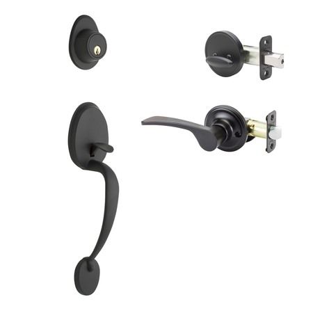 COPPER CREEK Colonial Handleset, Kash Right Hand Lever Int. Trim, Black CZ2610XKLR-BC